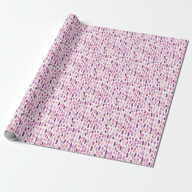 Watercolor Splashes: Pink, Purple Pattern. Wrapping Paper (Unrolled)