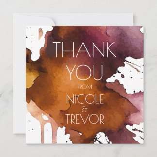 Watercolor Splat Wedding Thank You Card