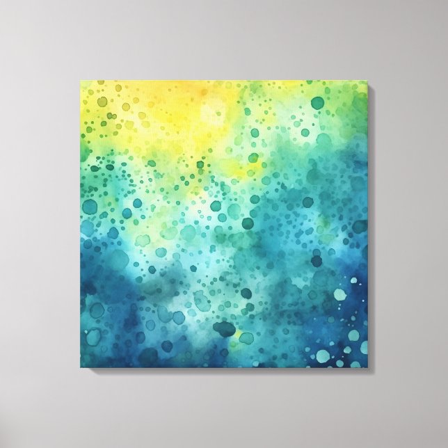 Watercolor Splatter Art Yellow Green Blue Canvas Print (Front)