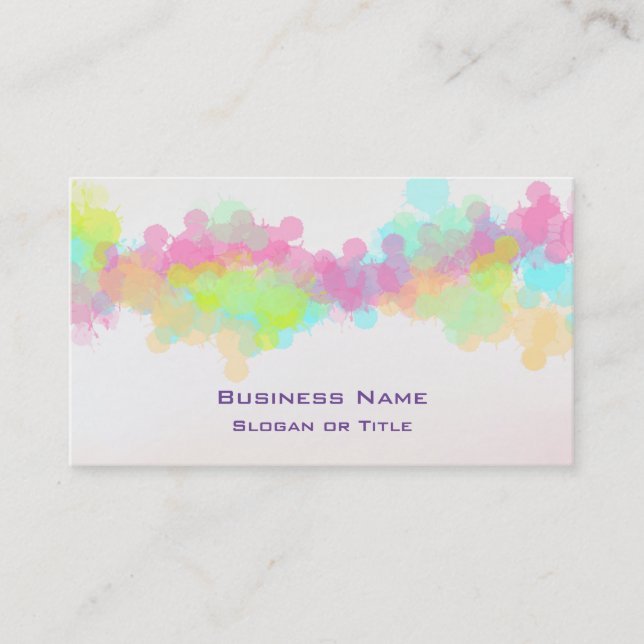 Watercolor Splatter Colourful Abstract Design Business Card (Front)