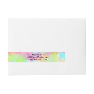 Watercolor Splatter Colourful Abstract Design Wraparound Address Label