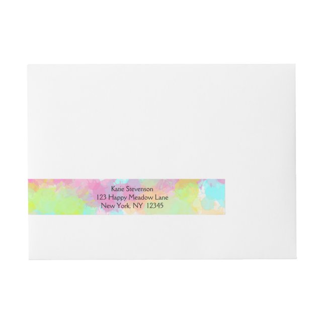 Watercolor Splatter Colourful Abstract Design Wraparound Address Label (Front)
