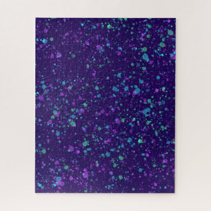 Watercolor Splatter on Dark Purple Puzzle