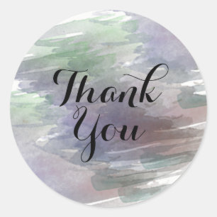Watercolor Splatter Thank You  Abstract Modern Classic Round Sticker