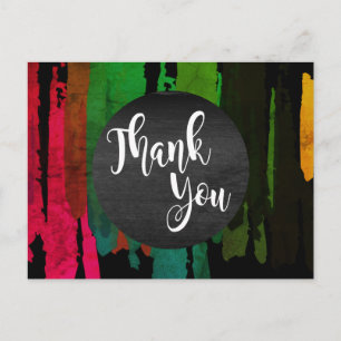 Watercolor Splatter Thank You  Abstract Modern Postcard