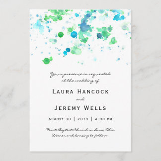 Watercolor Splatter Wedding Invitation