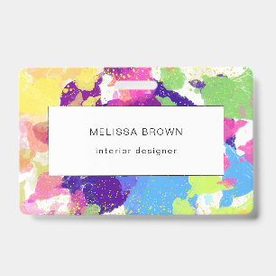 Watercolor Splatters Colourful Abstract Modern Badge