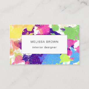 Watercolor Splatters Colourful Abstract Modern Business Card