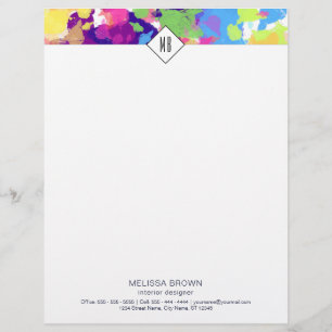 Watercolor Splatters Colourful Abstract Modern Letterhead