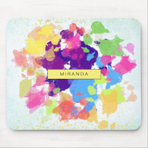 Watercolor Splatters Colourful Abstract Modern Mouse Pad