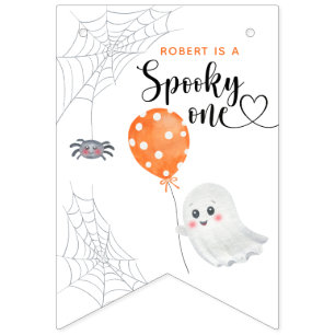 Watercolor Spooky One 1st Birthday Bunting Flags