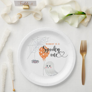 Watercolor Spooky One 1st Birthday Paper Plate