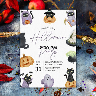 Watercolor Spooky & Sweet Halloween Party  Invitation