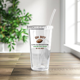 Watercolor Sport Football Baby Shower Acrylic Tumbler