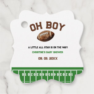 Watercolor Sport Football Baby Shower  Favour Tags