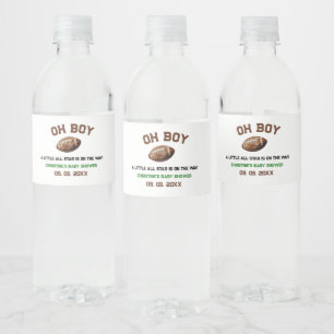 Watercolor Sport Football Baby Shower  Water Bottle Label
