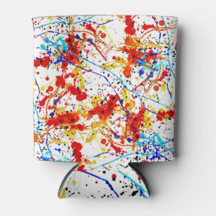 Watercolor Spots White Background Pattern Can Cooler