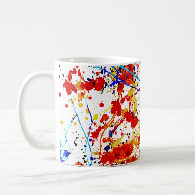 Watercolor Spots White Background Pattern Coffee Mug (Left)