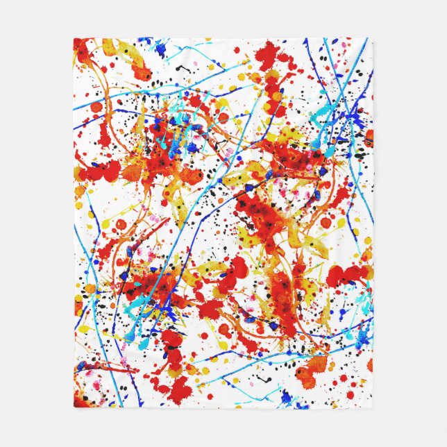 Watercolor Spots White Background Pattern Fleece Blanket (Front)