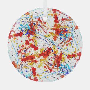 Watercolor Spots White Background Pattern Glass Ornament
