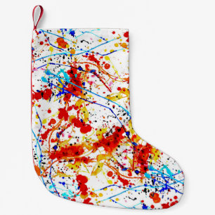 Watercolor Spots White Background Pattern Small Christmas Stocking