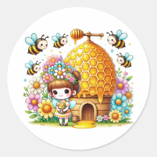 Watercolor Spring Baby Fairy Classic Round Sticker