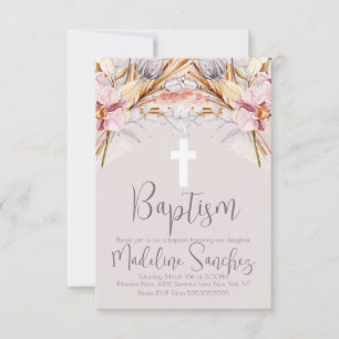 Watercolor Spring Baptism Floral Dedication Muave Invitation