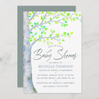 Watercolor Spring Birch Tree Baby Shower invite