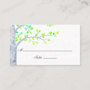 Watercolor Spring Birch Tree Wedding Place Card