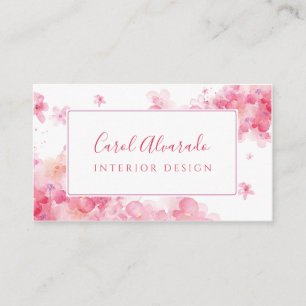 Watercolor Spring Cherry Blossom Business Card