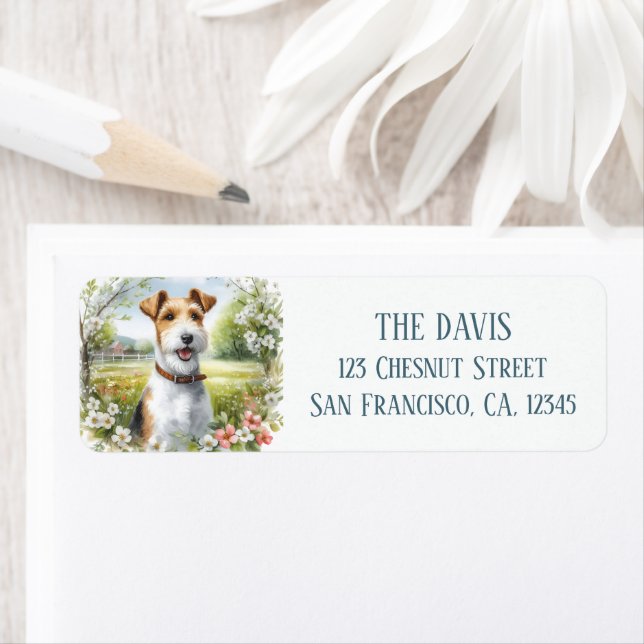 Watercolor Spring Field of Flowers Fox Terrier - (Insitu)