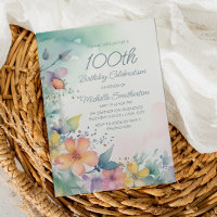 Watercolor Spring Floral 100th Birthday