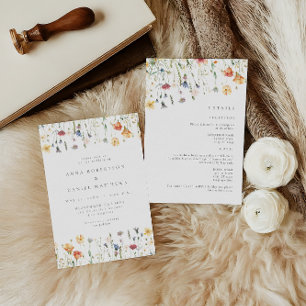 Watercolor Spring Floral All in One Wedding Invitation