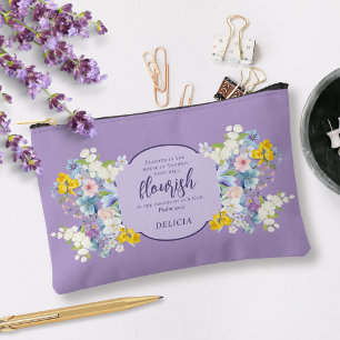 Watercolor Spring Floral Bible Verse Personalized Accessory Pouch