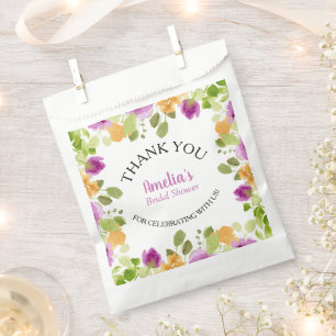 Watercolor Spring Floral Bridal Shower Favour Bag