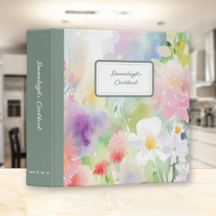 Watercolor Spring Floral Cookbook Recipe Binder