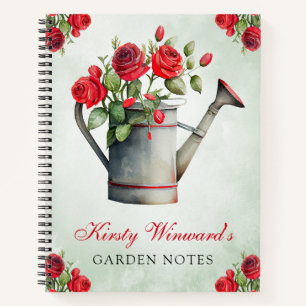 Watercolor Spring Floral Watering Can Garden Notes Notebook