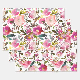 Watercolor Spring Floral Wrapping Paper Sheet