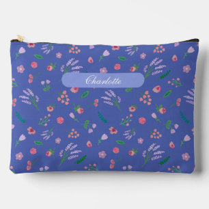 watercolor spring flowers accessory pouch