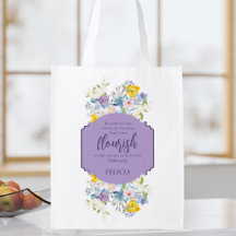 Watercolor Spring Flowers Bible Verse Personalized