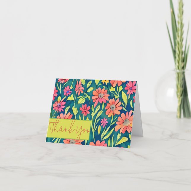 Watercolor spring flowers customizable card (Front)