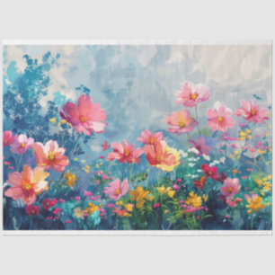 Watercolor Spring Flowers Decoupage Tissue Paper