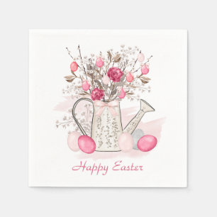 Watercolor Spring flowers Easter eggs Personalized Napkin