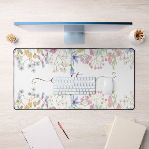 Watercolor spring flowers personalized desk mat