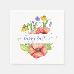 Watercolor spring flowers personalized  napkin