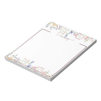 Watercolor spring flowers personalized   notepad