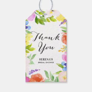 Watercolor Spring Flowers Thank You Gift Tag