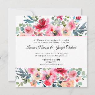 Watercolor Spring Flowers Wedding Announcement