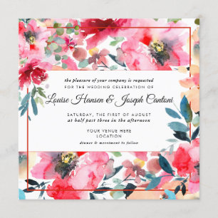 Watercolor Spring Flowers Wedding Invitation