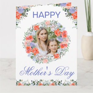 Watercolor Spring Flowers Wreath Mother's Day Card